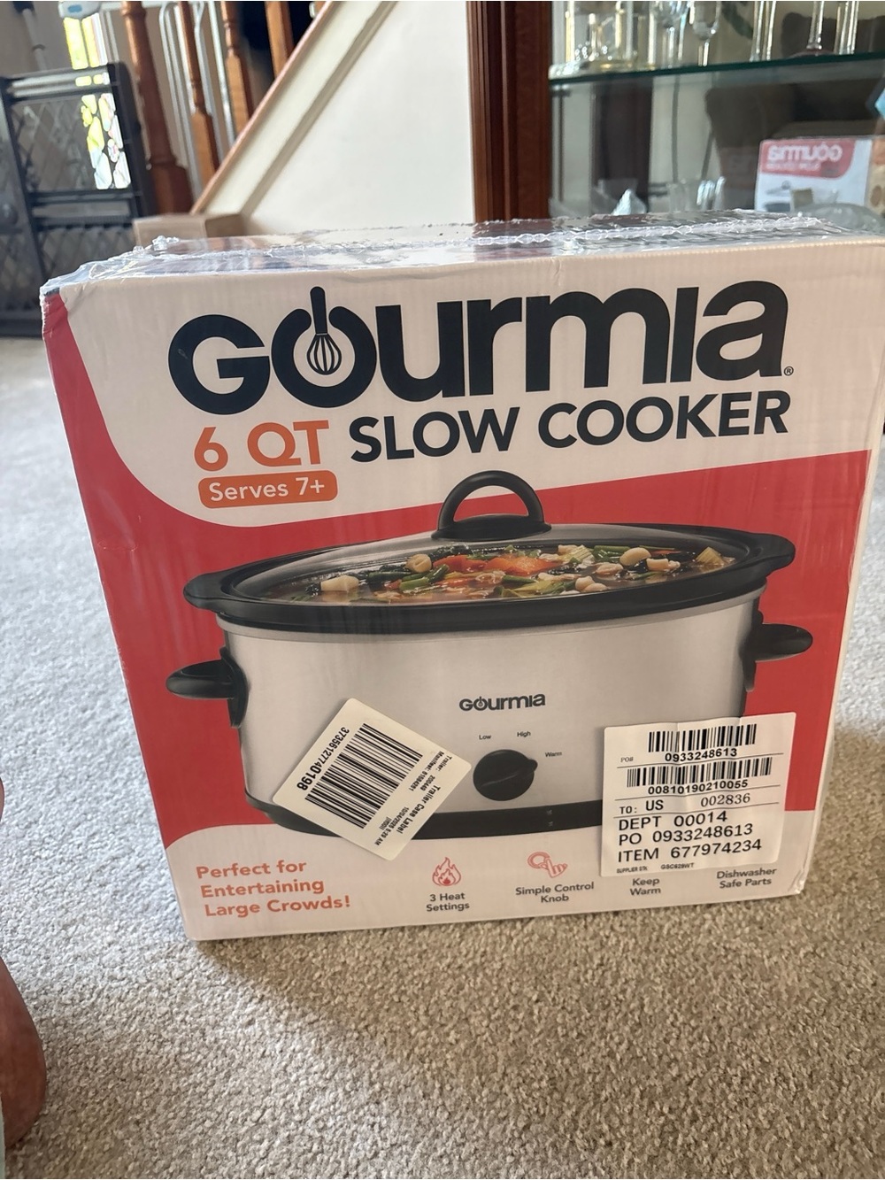 Gourmia 6 Qt Slow Cooker in Silver – Large Capacity Cookware